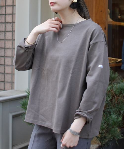 ORCIVAL(オーシバル)の「ORCIVAL/オーシバル コットンロード ワイドボートネックロングスリーブ ソリッド WIDE BOATNECK LONGSLEEVE SOLID B249 22AW(Tシャツ/カットソー・レディース・ウッド/ブルーグレー/ナチュラル/ブラック・1)」の3枚目の写真