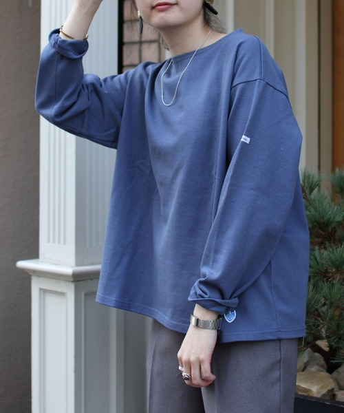 ORCIVAL(オーシバル)の「ORCIVAL/オーシバル コットンロード ワイドボートネックロングスリーブ ソリッド WIDE BOATNECK LONGSLEEVE SOLID B249 22AW(Tシャツ/カットソー・レディース・ウッド/ブルーグレー/ナチュラル/ブラック・1)」の2枚目の写真
