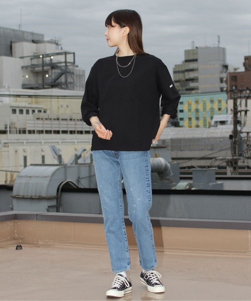 ORCIVAL(オーシバル)の「ORCIVAL/オーシバル コットンロード ワイドボートネックロングスリーブ ソリッド WIDE BOATNECK LONGSLEEVE SOLID B249 22AW(Tシャツ/カットソー・レディース・ウッド/ブルーグレー/ナチュラル/ブラック・1)」の6枚目の写真