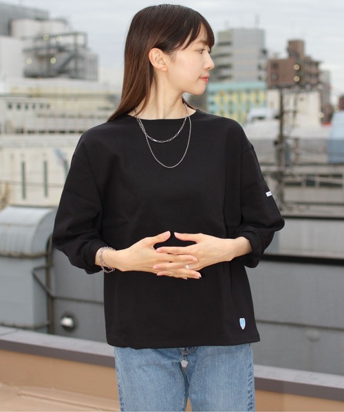 ORCIVAL(オーシバル)の「ORCIVAL/オーシバル コットンロード ワイドボートネックロングスリーブ ソリッド WIDE BOATNECK LONGSLEEVE SOLID B249 22AW(Tシャツ/カットソー・レディース・ウッド/ブルーグレー/ナチュラル/ブラック・1)」の5枚目の写真