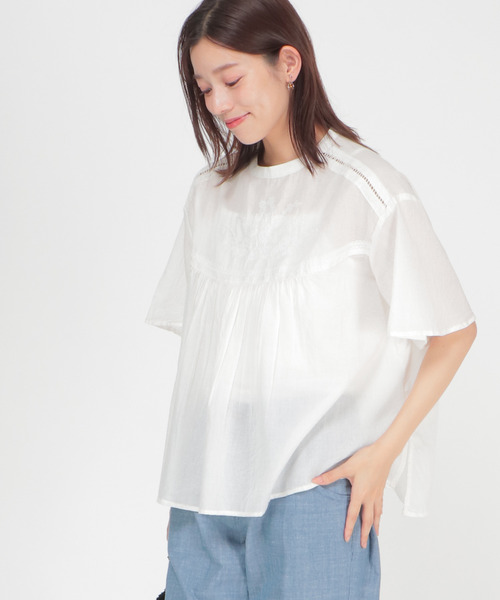 LBC(エルビーシー)の「india コード刺繍ブラウス(シャツ/ブラウス・レディース・ブラック/ホワイト・L/M)」の1枚目の写真