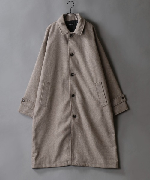 SITRY（シトリー）の「【別注】over size wool bal collar coat/オーバーサイズ ウール バルカラー ロングコート/ステンカラーコート/レディース メンズ（ステンカラーコート・メンズ・グレー系その他/ブラック/ブラウン系その他/グレイッシュベージュ・M/L）」の8枚目の写真