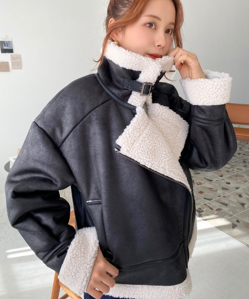 ARMANI EXCHANGE フェイクムートンライダースジャケット ARMANI EXCHANGE フェイクムートンライダースジャケット