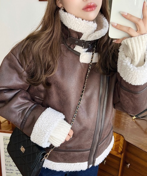 セール】【累計販売枚数1万枚突破！】フェイクレザー×ボア