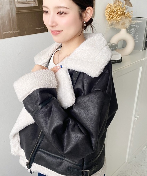 セール】【累計販売枚数1万枚突破！】フェイクレザー×ボア