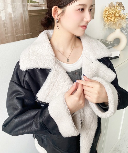 セール】【累計販売枚数1万枚突破！】フェイクレザー×ボアフェイク