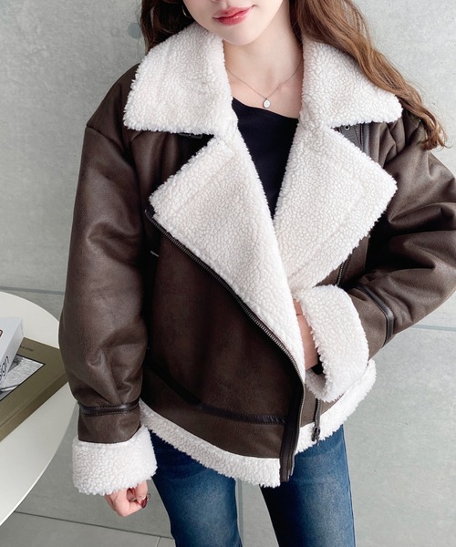 セール】【累計販売枚数1万枚突破！】フェイクレザー×ボアフェイク