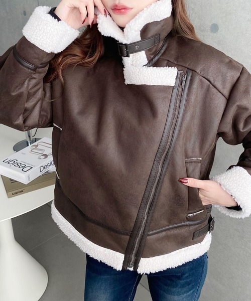 セール】【累計販売枚数1万枚突破！】フェイクレザー×ボアフェイク