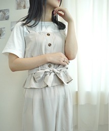CECIL McBEE モーブ パンツドレス　ベルト付き CECIL McBEE（セシルマクビー）の「ウエストリボンビスチェ
