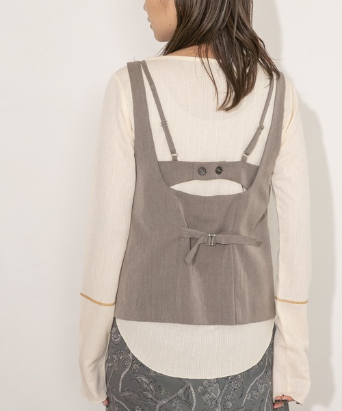 KBF（ケイビーエフ）の「レイヤードベスト（ベスト・レディース・チャコールグレー/モカ・ONE）」の11枚目の写真