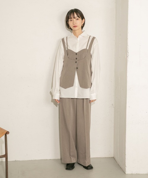 KBF（ケイビーエフ）の「レイヤードベスト（ベスト・レディース・チャコールグレー/モカ・ONE）」の20枚目の写真