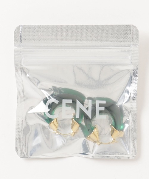 CENE（セネ）の「【CENE】セネ/ カラークリアフープ（ピアス（両耳用）・レディース・クリア/グリーン/ホワイト・FREE）」の5枚目の写真