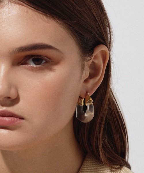 CENE（セネ）の「【CENE】セネ/ カラークリアフープ（ピアス（両耳用）・レディース・クリア/グリーン/ホワイト・FREE）」の3枚目の写真