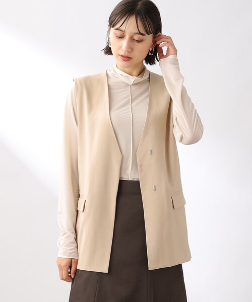 THE SHOP TK (ザ ショップ ティーケー )の「◆ステッチレスミドル丈ジレ(ベスト・レディース・チャコールグレー/ライトベージュ/レンガ・12)」の2枚目の写真