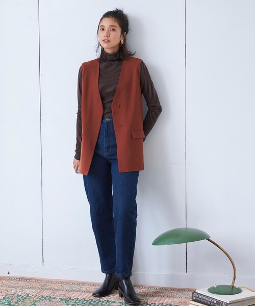 THE SHOP TK (ザ ショップ ティーケー )の「◆ステッチレスミドル丈ジレ(ベスト・レディース・チャコールグレー/ライトベージュ/レンガ・12)」の16枚目の写真