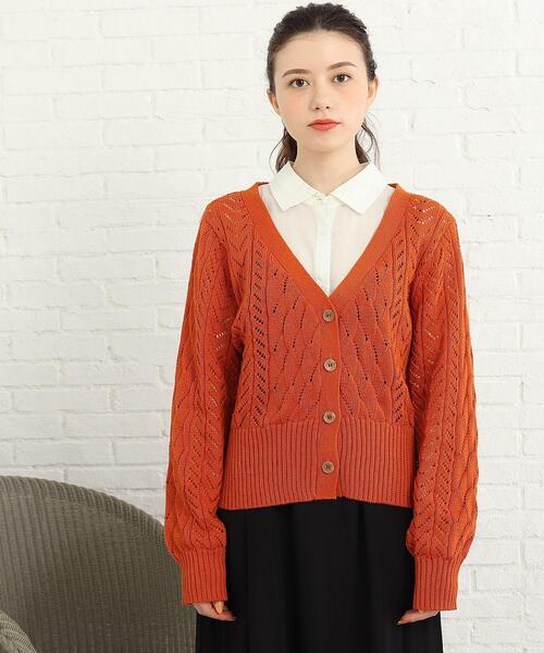 Cutie Blonde(キューティーブロンド)の「◆かぎあみニットカーディガン(カーディガン/ボレロ・レディース・ブラック/アイボリー/ダークオレンジ・02/03)」の16枚目の写真