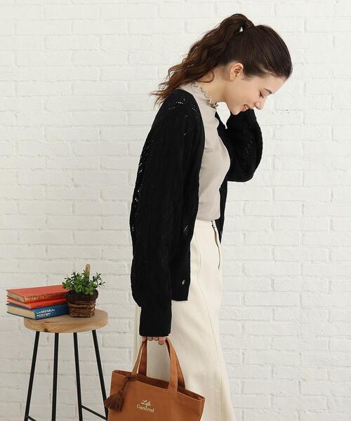 Cutie Blonde(キューティーブロンド)の「◆かぎあみニットカーディガン(カーディガン/ボレロ・レディース・ブラック/アイボリー/ダークオレンジ・02/03)」の4枚目の写真