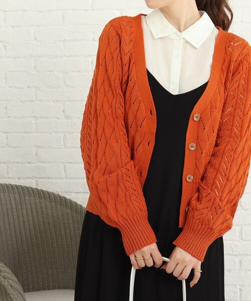 Cutie Blonde(キューティーブロンド)の「◆かぎあみニットカーディガン(カーディガン/ボレロ・レディース・ブラック/アイボリー/ダークオレンジ・02/03)」の10枚目の写真