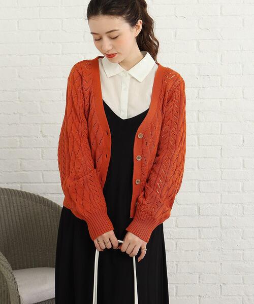 Cutie Blonde(キューティーブロンド)の「◆かぎあみニットカーディガン(カーディガン/ボレロ・レディース・ブラック/アイボリー/ダークオレンジ・02/03)」の11枚目の写真