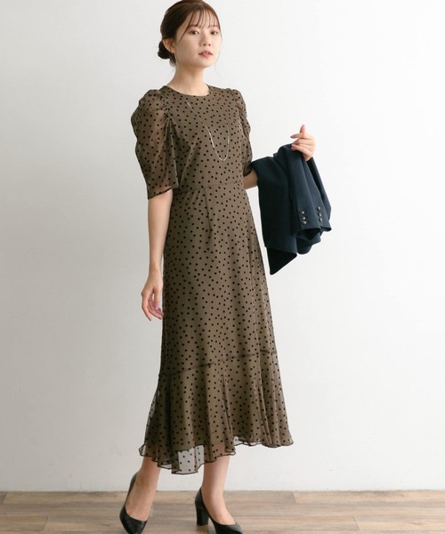 Chaco（チャコ）の「Chaco×ROSSO　ドットフロッキードレス（ワンピース・レディース・ブラック系その他/ベージュ系その他/グリーン系その他・FREE）」の3枚目の写真