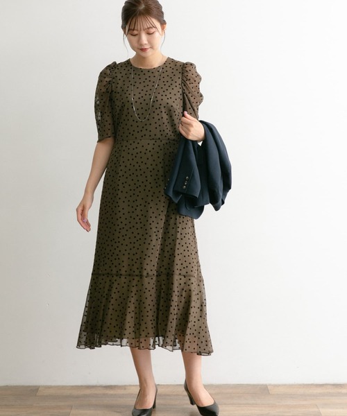 Chaco（チャコ）の「Chaco×ROSSO　ドットフロッキードレス（ワンピース・レディース・ブラック系その他/ベージュ系その他/グリーン系その他・FREE）」の12枚目の写真