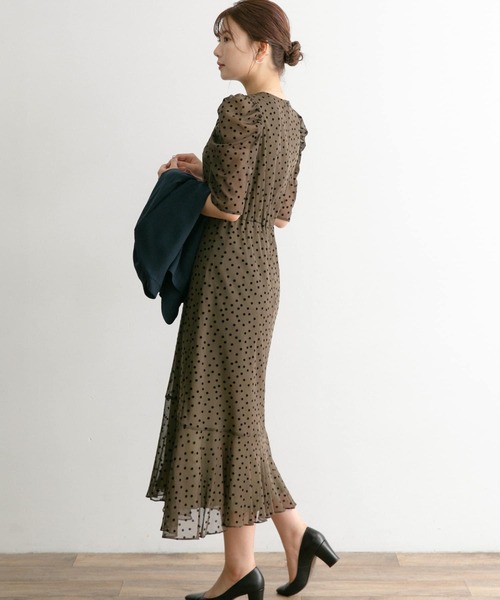 Chaco（チャコ）の「Chaco×ROSSO　ドットフロッキードレス（ワンピース・レディース・ブラック系その他/ベージュ系その他/グリーン系その他・FREE）」の8枚目の写真