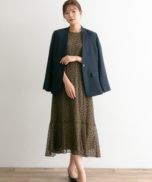 Chaco（チャコ）の「Chaco×ROSSO　ドットフロッキードレス（ワンピース・レディース・ブラック系その他/ベージュ系その他/グリーン系その他・FREE）」の4枚目の写真