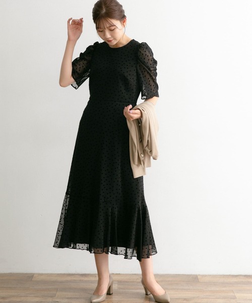 Chaco（チャコ）の「Chaco×ROSSO　ドットフロッキードレス（ワンピース・レディース・ブラック系その他/ベージュ系その他/グリーン系その他・FREE）」の10枚目の写真