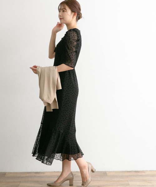 Chaco（チャコ）の「Chaco×ROSSO　ドットフロッキードレス（ワンピース・レディース・ブラック系その他/ベージュ系その他/グリーン系その他・FREE）」の11枚目の写真