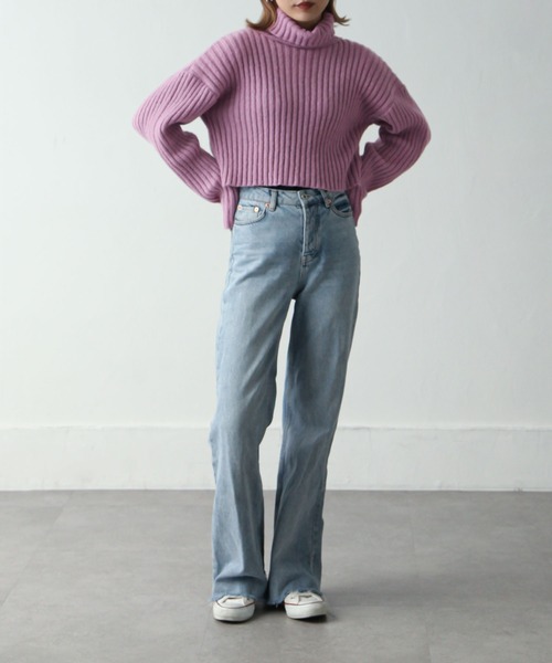 Chillfar（チルファー）の「バッグスリットハイネックショートニット（ニット/セーター・レディース・ベージュ系/オリーブ/ブラック/パープル系・FREE）」の12枚目の写真