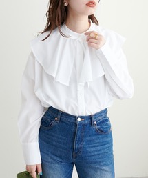 WEB限定アイテム/ラッフルカラー付きブラウス