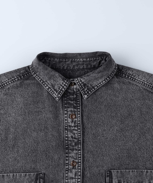 HONEYSUCKLE ROSE（ハニーサックルローズ）の「【HONEYSUCKLE ROSE】デニムシャツアウター（シャツ/ブラウス・レディース・ブラック・M/L）」の4枚目の写真