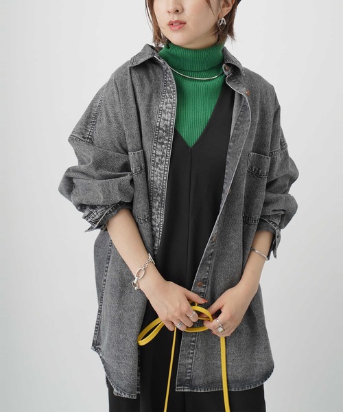 HONEYSUCKLE ROSE（ハニーサックルローズ）の「【HONEYSUCKLE ROSE】デニムシャツアウター（シャツ/ブラウス・レディース・ブラック・M/L）」の11枚目の写真