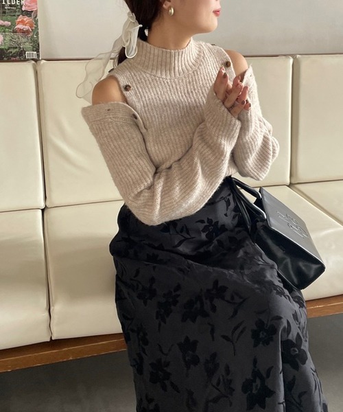 one after another NICE CLAUP(ワンアフターアナザーナイスクラップ)の「オリジナルプリントが目を惹く。フロッキーオーガンスカート(スカート・レディース・ブラック/アイボリー/グレー/モカ・FREE)」の21枚目の写真