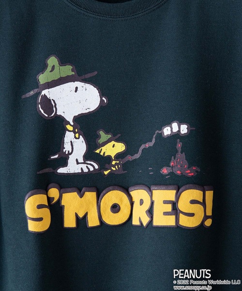 PEANUTS（ピーナッツ）の「【 PEANUTS/ピーナッツ】スヌーピー コラボ ヘビーウェイト 裏起毛 ビッグシルエット　スウェット トレーナー（スウェット・メンズ・ホワイト/スミクロ/ダークグリーン/ベージュ/オフホワイト・MEDIUM/LARGE/X-LARGE）」の7枚目の写真