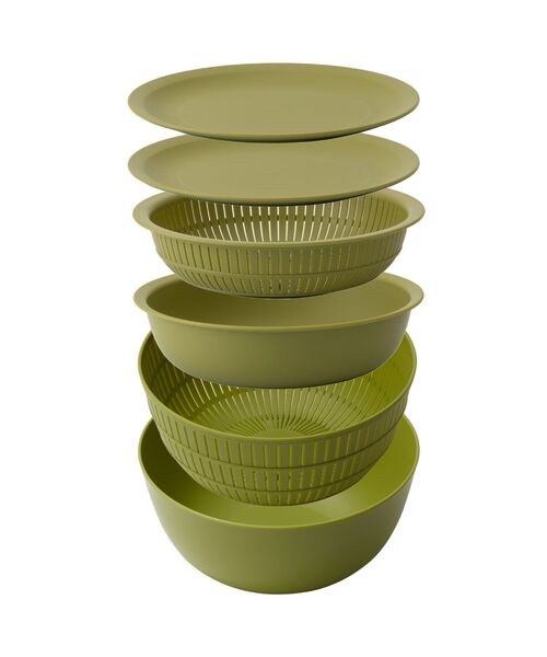 I.D.E.A international（イデアインターナショナル）の「米とぎにも使えるザルとボウル 6点セット（キッチンツール・レディース・ホワイト/グレー/グリーン・ﾌﾘ-）」の3枚目の写真