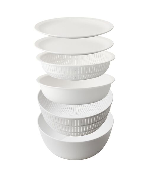 I.D.E.A international（イデアインターナショナル）の「米とぎにも使えるザルとボウル 6点セット（キッチンツール・レディース・ホワイト/グレー/グリーン・ﾌﾘ-）」の12枚目の写真