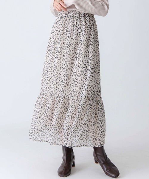 flower(フラワー)の「シックティアードスカート(スカート・レディース・ブラック/アイボリー・FREE)」の2枚目の写真