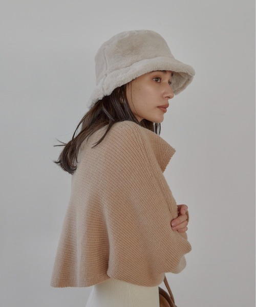 ACYM（アシーム）の「Fur volume bucket ハット（ハット・レディース・アイボリー/ブラック/ブラウン・FREE）」の5枚目の写真