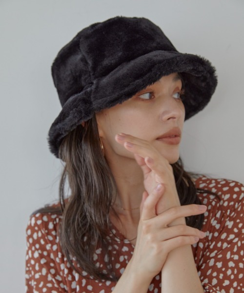 ACYM（アシーム）の「Fur volume bucket ハット（ハット・レディース・アイボリー/ブラック/ブラウン・FREE）」の8枚目の写真