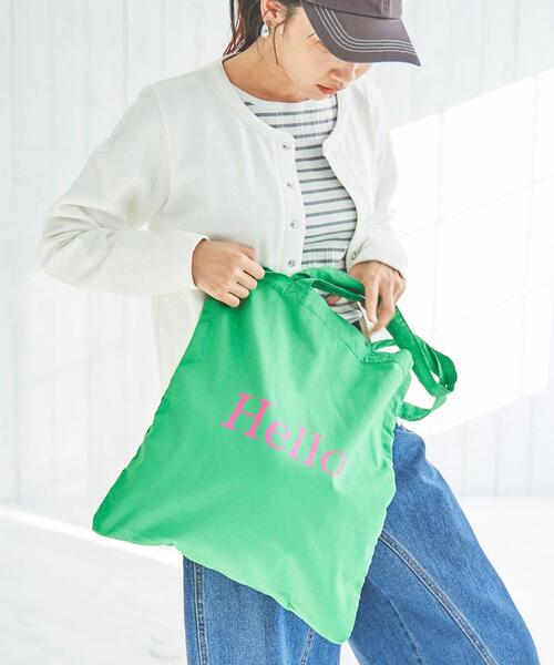 coen（コーエン）の「Helloロゴトートバッグ（トートバッグ・レディース・ブラック/ライトピンク/ライトブルー/ライラック/グレー/ターコイズブルー/イエロー/ケリー・FREE）」の3枚目の写真