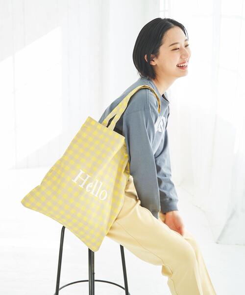 coen（コーエン）の「Helloロゴトートバッグ（トートバッグ・レディース・ブラック/ライトピンク/ライトブルー/ライラック/グレー/ターコイズブルー/イエロー/ケリー・FREE）」の21枚目の写真