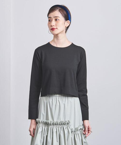 UNITED ARROWS（ユナイテッドアローズ）の「P/SILK ショート ニット（ニット/セーター・レディース・ブラック/オフホワイト・FREE）」の3枚目の写真