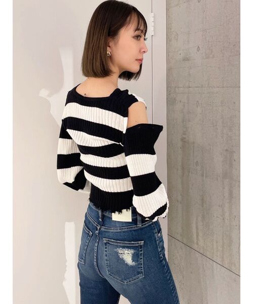 GYDA（ジェイダ）の「2WAYショルダーニットトップス（ニット/セーター・レディース・ブラック/その他1・FREE）」の5枚目の写真