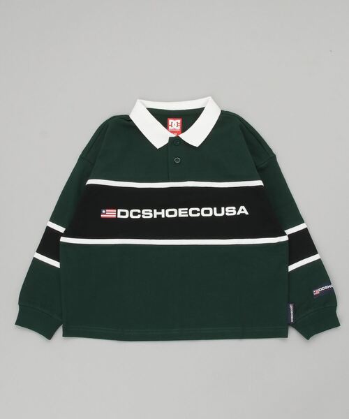 DC（ディーシー）の「DC/ディーシー KD BORDER POLO LS キッズボーダーポロロングスリーブ ロングTシャツ スケートボード 親子コーデ ワイドシルエット YPL231512（ポロシャツ・キッズ・ブラック/グリーン・140cm/150cm/160cm/130cm/120cm）」の2枚目の写真