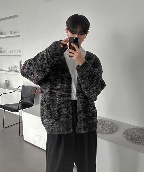 ASCLO（エジュクロ）の「ASCLO  Mohair Brush Cardigan（カーディガン/ボレロ・メンズ・ブラック・FREE）」の4枚目の写真