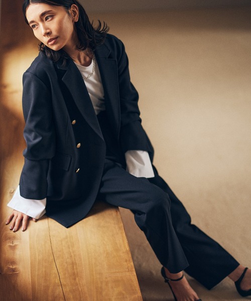 BARNYARDSTORM（バンヤードストーム）の「BARNYARDSTORM / タックトラウザーパンツ（スラックス・レディース・ネイビー/グレー・0/1）」の3枚目の写真