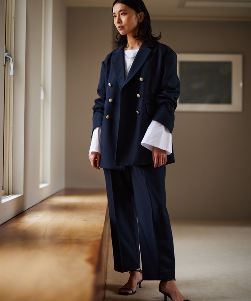 BARNYARDSTORM（バンヤードストーム）の「BARNYARDSTORM / タックトラウザーパンツ（スラックス・レディース・ネイビー/グレー・0/1）」の4枚目の写真