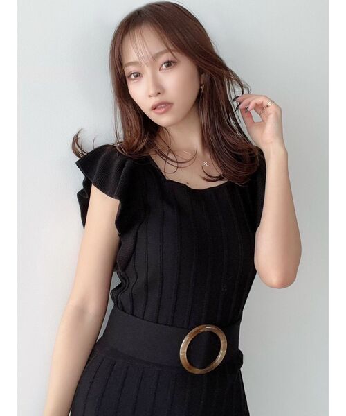 RESEXXY（リゼクシー）の「ラッフルデザインニットワンピース（ワンピース・レディース・ブラック/ベージュ/アイボリー・FREE）」の5枚目の写真