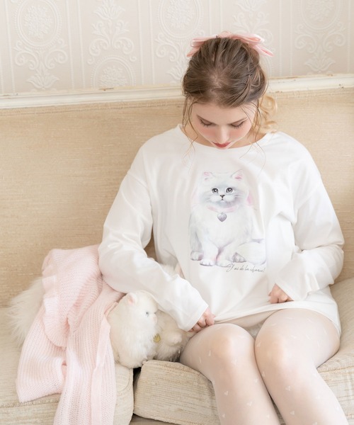 DearMyLoveRose(ディアマイラブローズ)の「オリジナル柄指穴チュニックロンT(Tシャツ/カットソー・レディース・ベビーピンク/ダークブラック/ブラック/ホワイト×ホワイト/ブラック×ホワイト・FREE)」の19枚目の写真